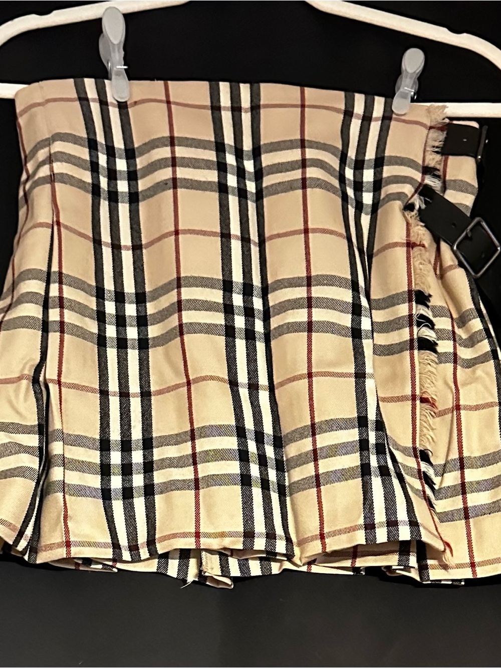 Burberry Beige Black Red Plaid Mini Skirt